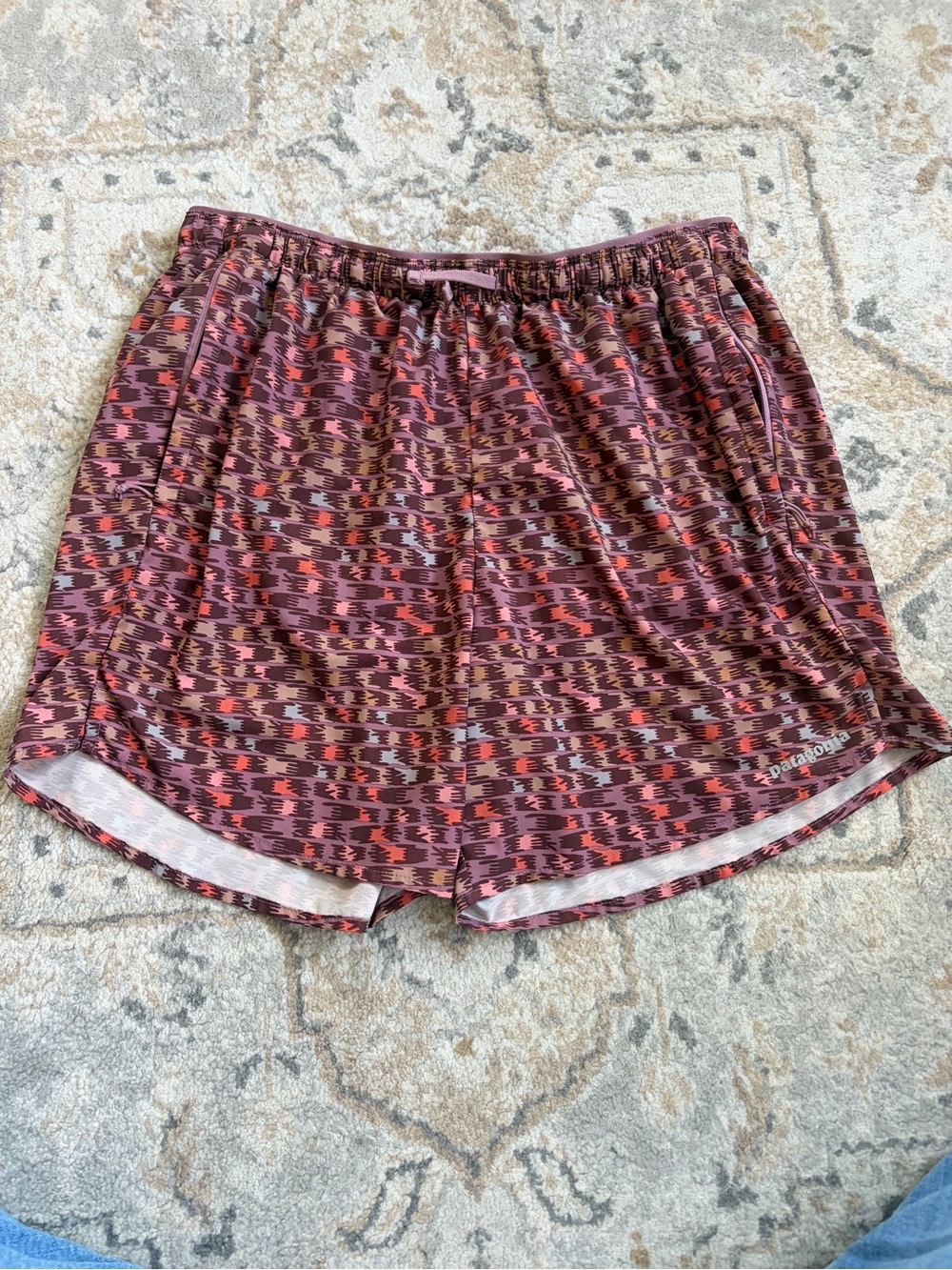 Patagonia Women's Burgundy Multi Patterned Running Shorts